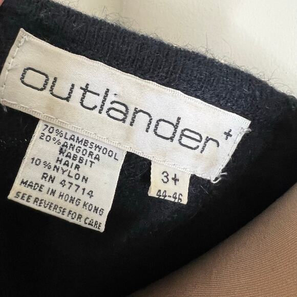 Vintage Outlander Midi Wool Blend Dress 3X Womens Black Sequin Angora Knit 90s - Picture 4 of 8
